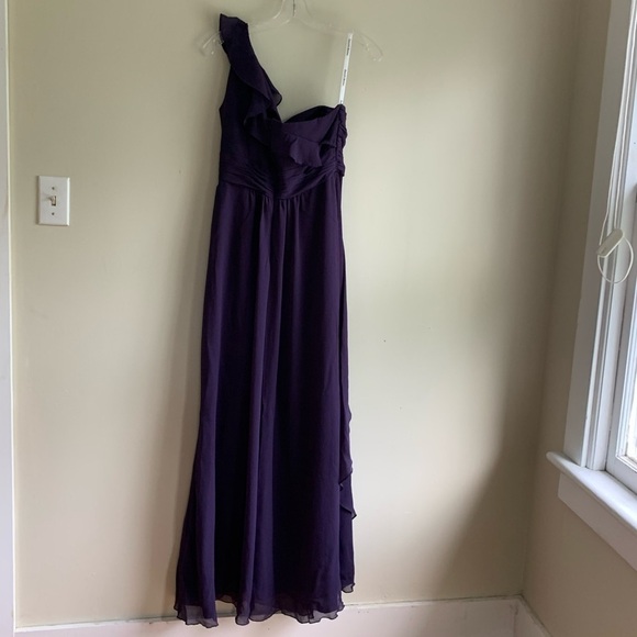 David’s Bridal purple one shoulder gown size 6 - Picture 3 of 10